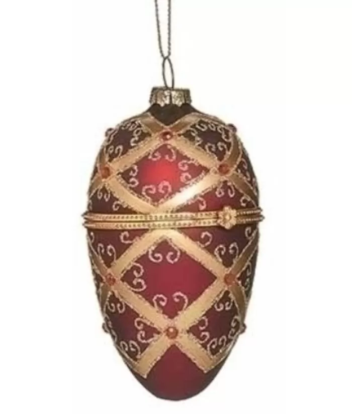 Boutique de Noël Faberge Red/Gold Glass Ornament