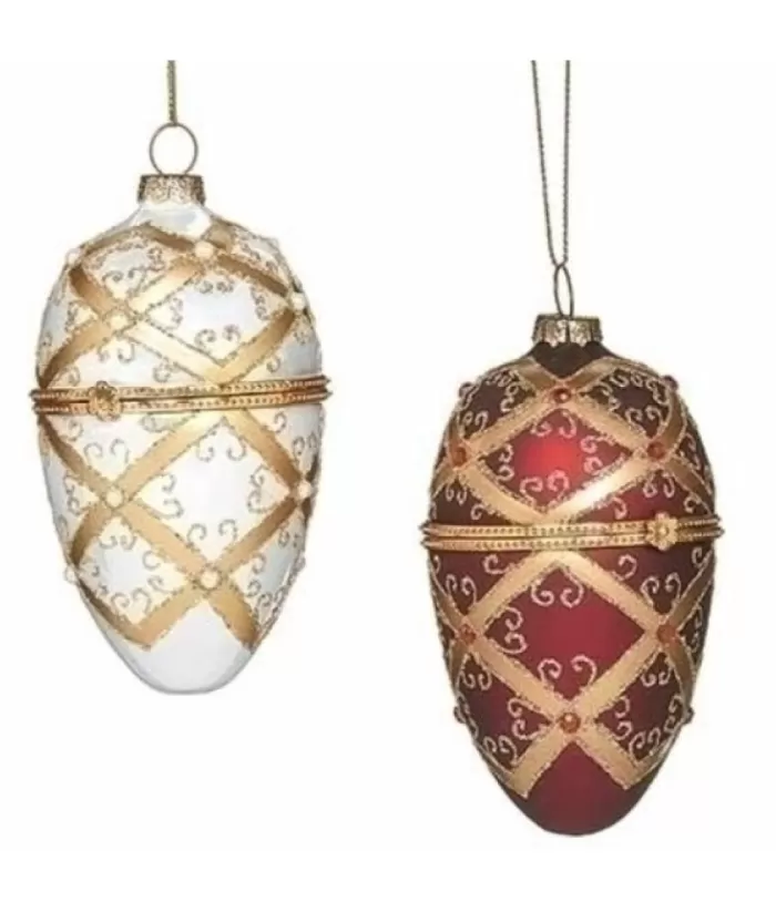 Boutique de Noël Faberge Red/Gold Glass Ornament