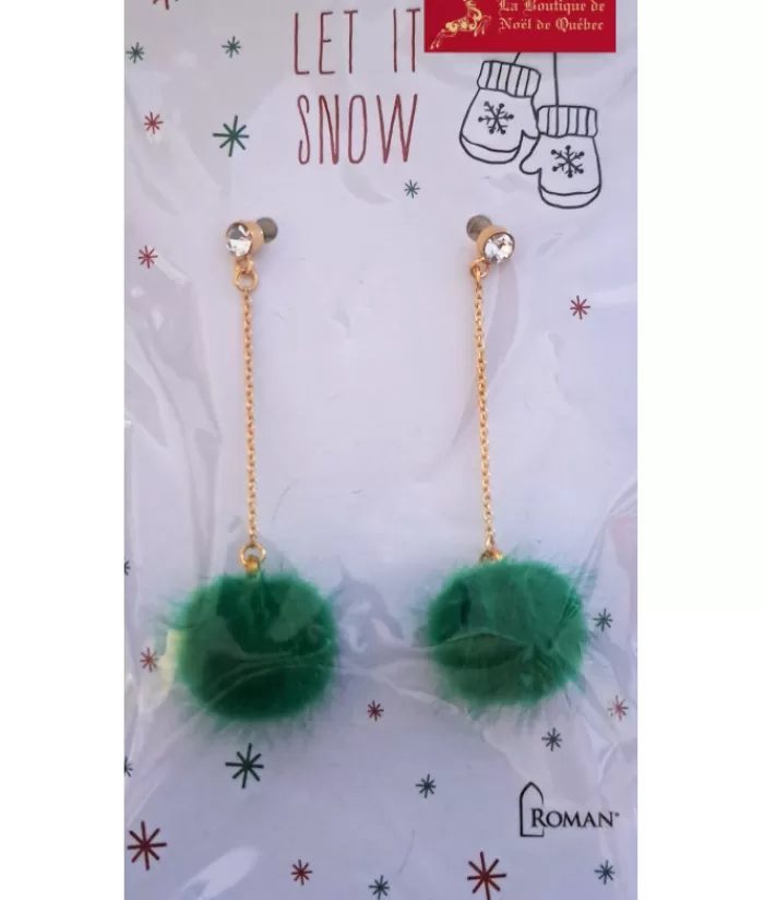 Boutique de Noël Bijoux*Festive Green Pompom Earrings