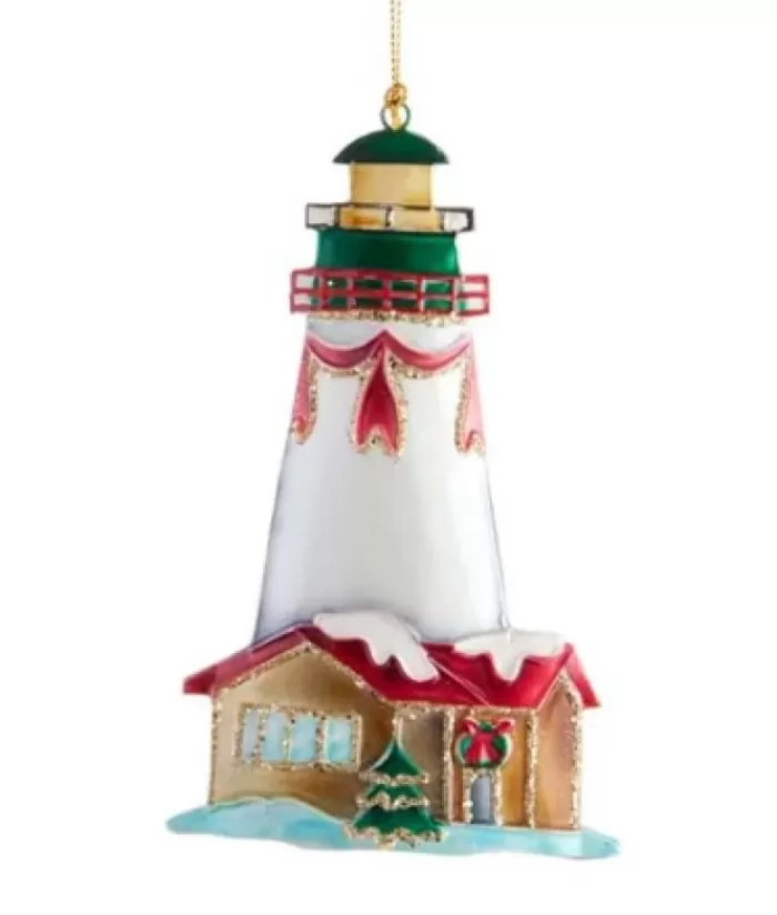 Boutique de Noël Loisirs & Professions*Festive Lighthouse, Tin Metal Ornament