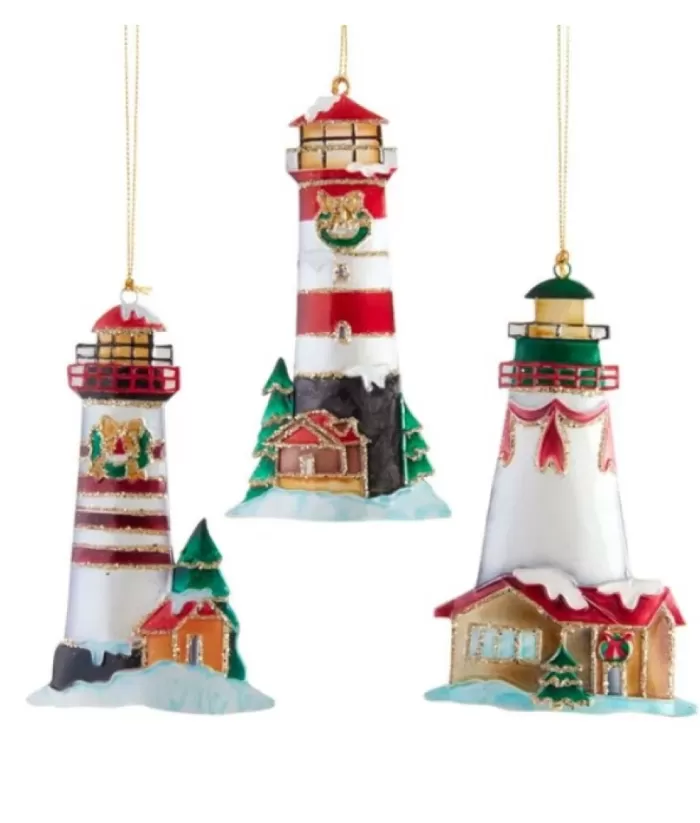 Boutique de Noël Festive Lighthouse, Tin Metal Ornament