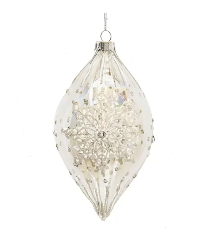 Boutique de Noël Finial Glass Ornament, Snowflake Design, 80Mm