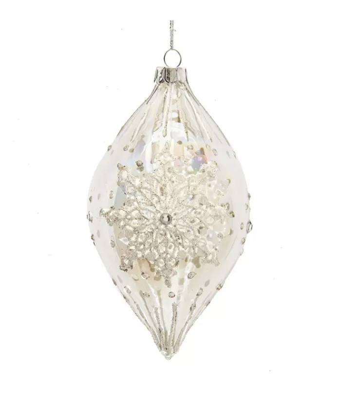 Boutique de Noël Flocons & Étoiles*Finial Glass Ornament, Snowflake Design, 80Mm