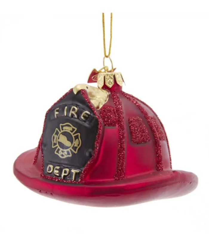 Boutique de Noël Fireman Helmet Glass Ornament