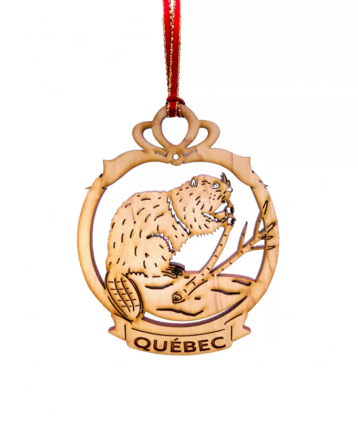 Boutique de Noël Animaux*Flat Wood Ornament, Beaver Québec