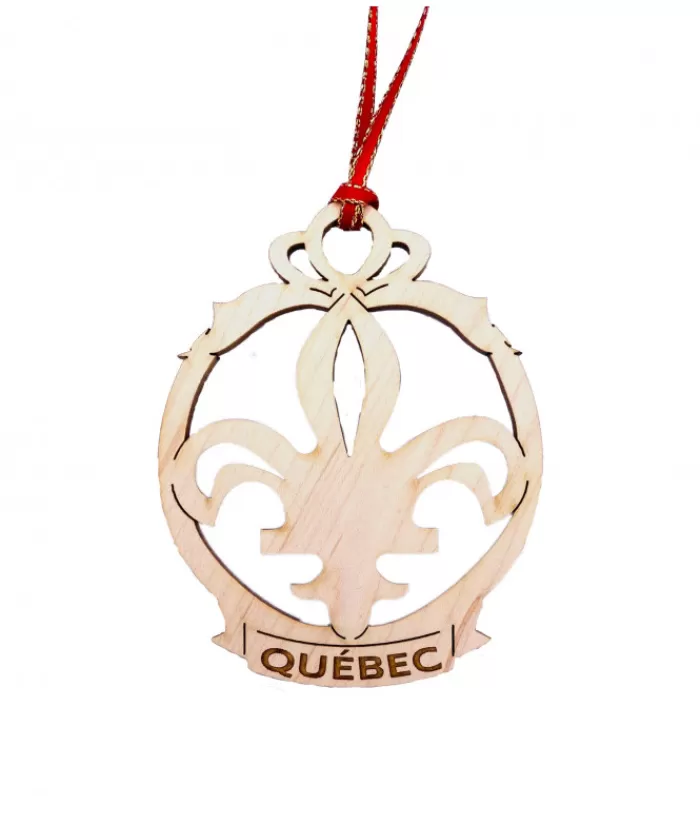 Boutique de Noël Animaux*Flat Wood Ornament Fleur De Lys Québec