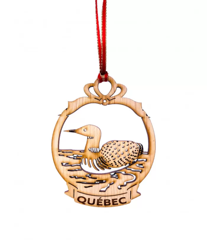 Boutique de Noël Chiens*Flat Wood Ornament, Loon, Québec