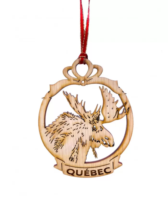 Boutique de Noël Flat Wood Ornament, Moose Québec