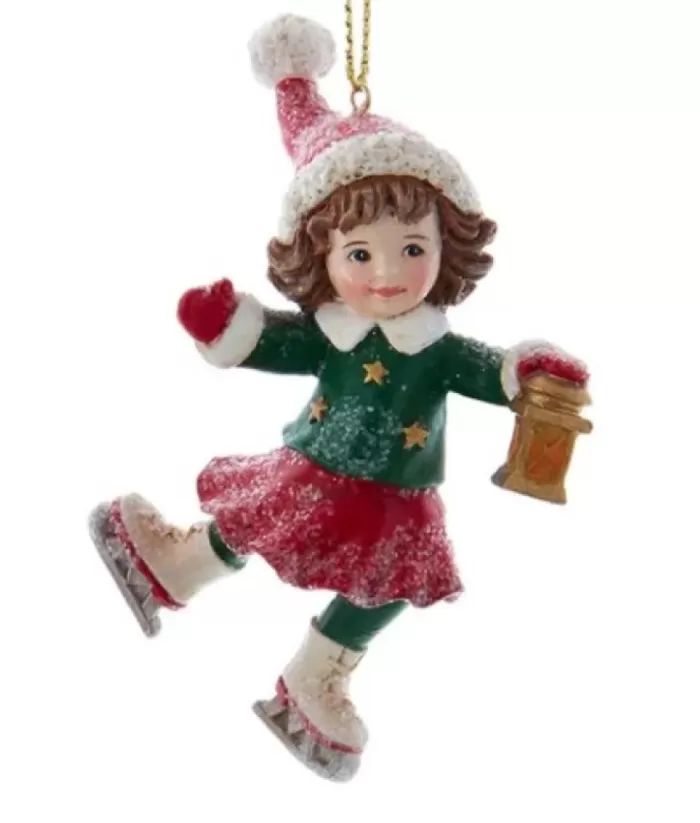 Boutique de Noël German Ice Skating Girl With Brown Hair Ornament