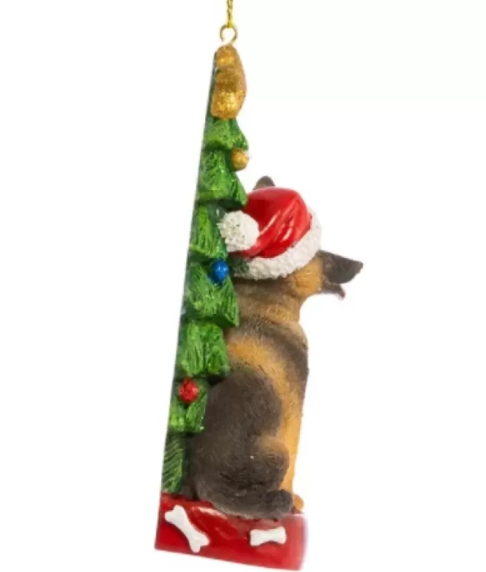 Boutique de Noël German Sheperd Ornament With Christmas Tree