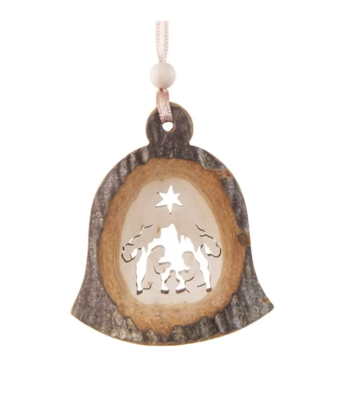 Boutique de Noël German Wood, Ornament, Bell Shape With Nativity