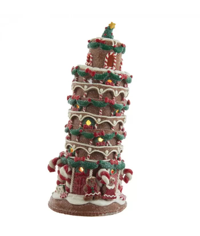 Boutique de Noël Produits Usb & Del*Gingerbread Tower Of Pisa 10" Led