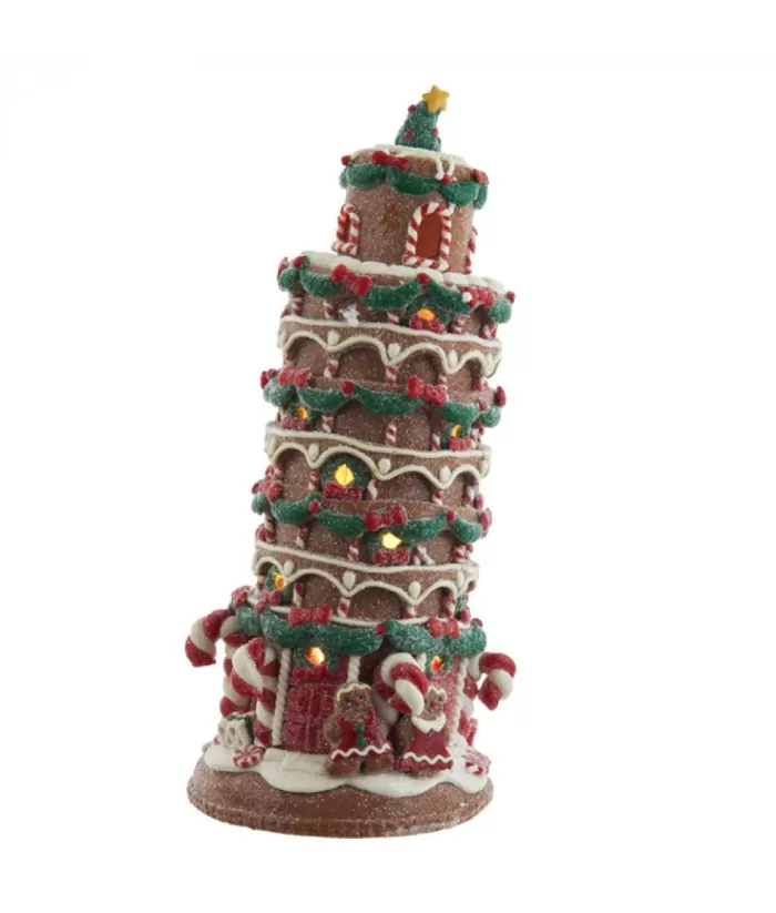 Boutique de Noël Gingerbread Tower Of Pisa 10" Led