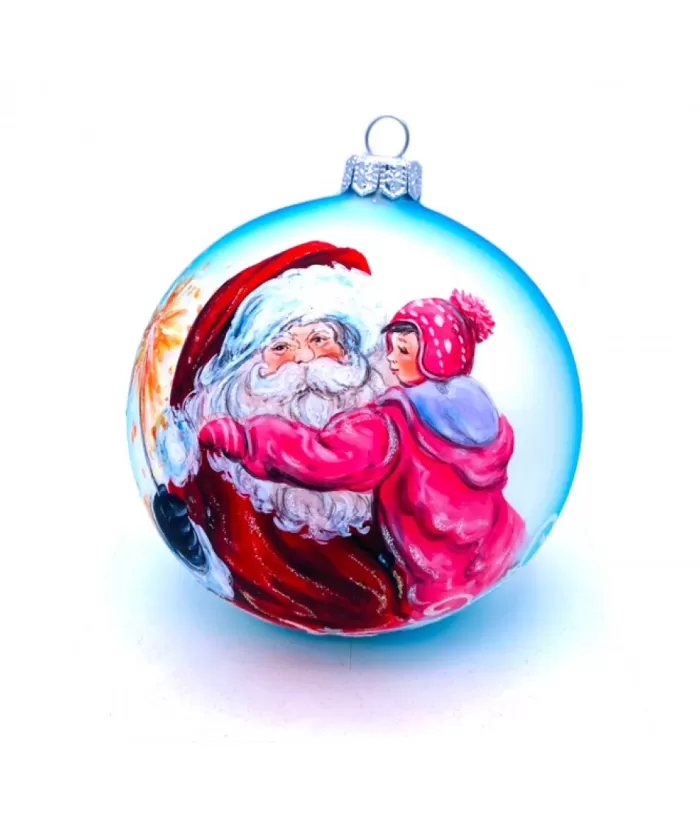 Boutique de Noël Girl In Santa'S Arms Glass Ornament