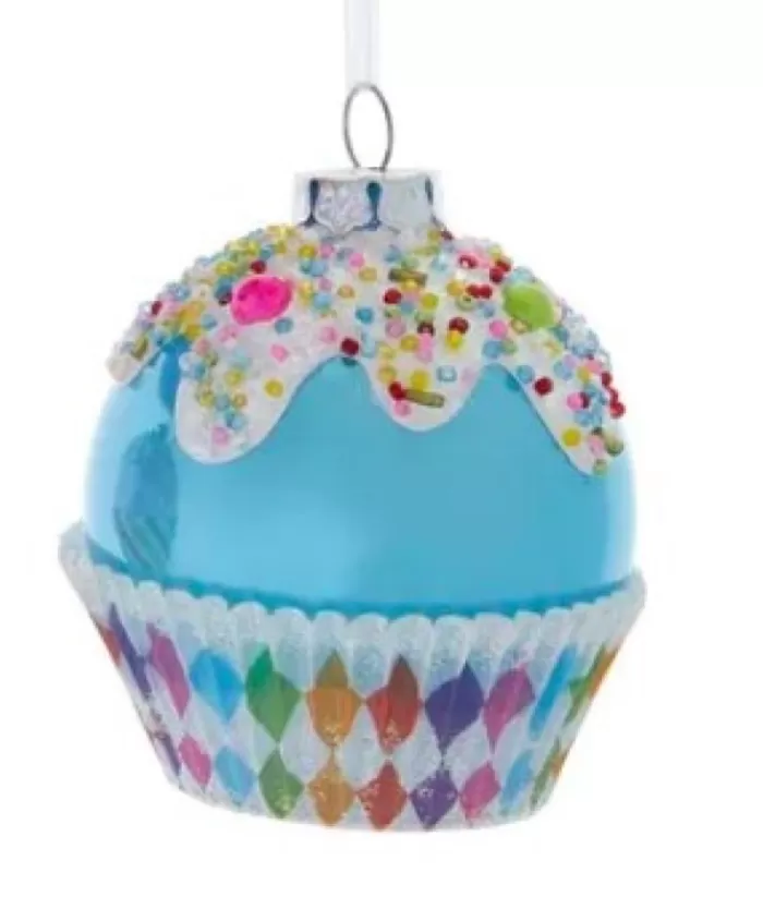 Boutique de Noël Glass Blue Cupcake Ornament