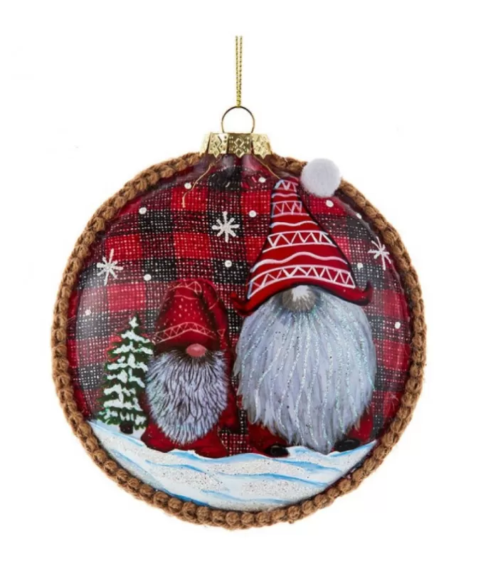 Boutique de Noël Glass Disk Ornament, With Gnomes