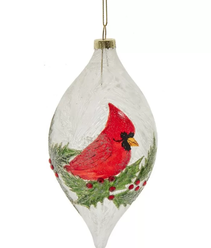 Boutique de Noël Glass Finial Ornament With Cardinal