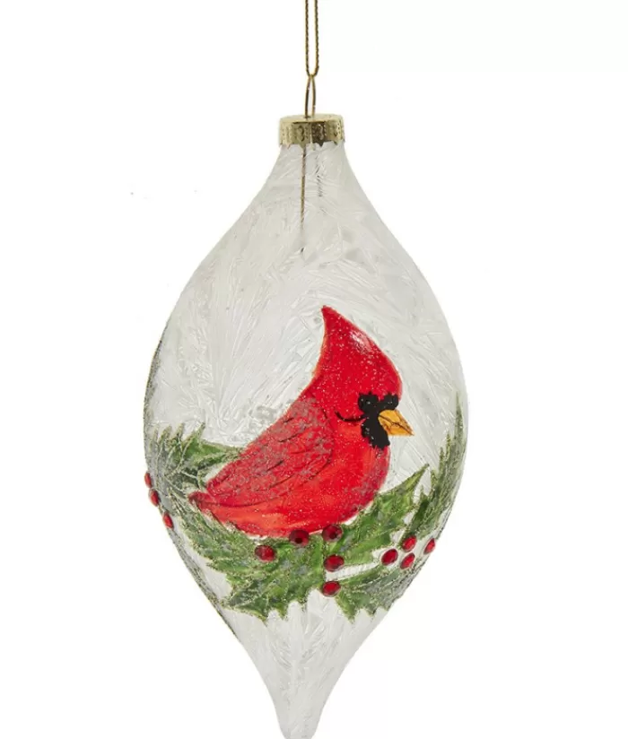 Boutique de Noël Animaux*Glass Finial Ornament With Cardinal