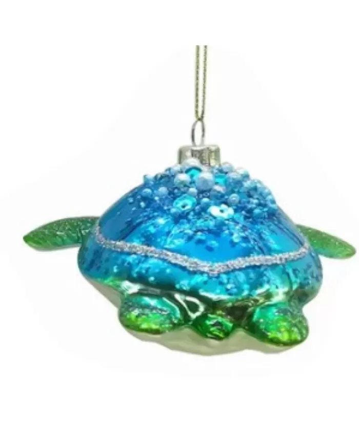 Boutique de Noël Glass Ornament, Blue/Grn Sea Turtle