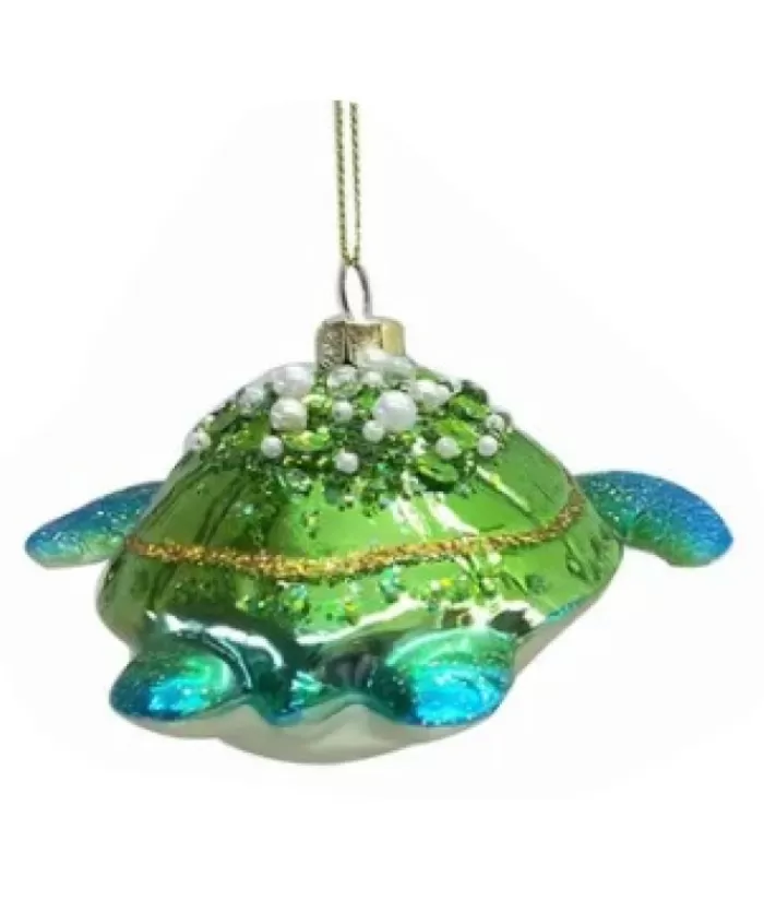 Boutique de Noël La Mer*Glass Ornament, Blue/Grn Sea Turtle