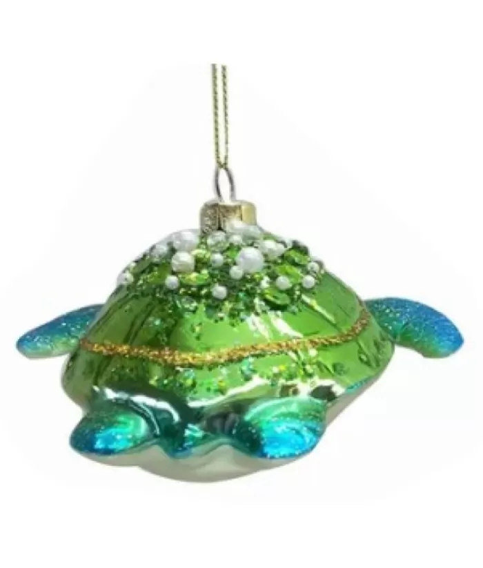 Boutique de Noël Glass Ornament, Blue/Grn Sea Turtle