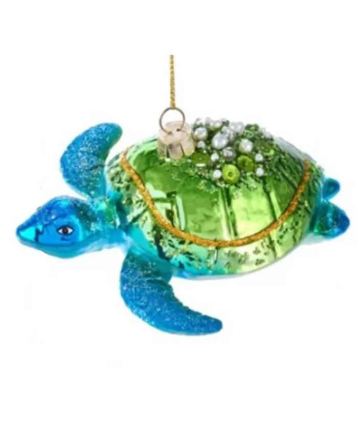 Boutique de Noël La Mer*Glass Ornament, Blue/Grn Sea Turtle