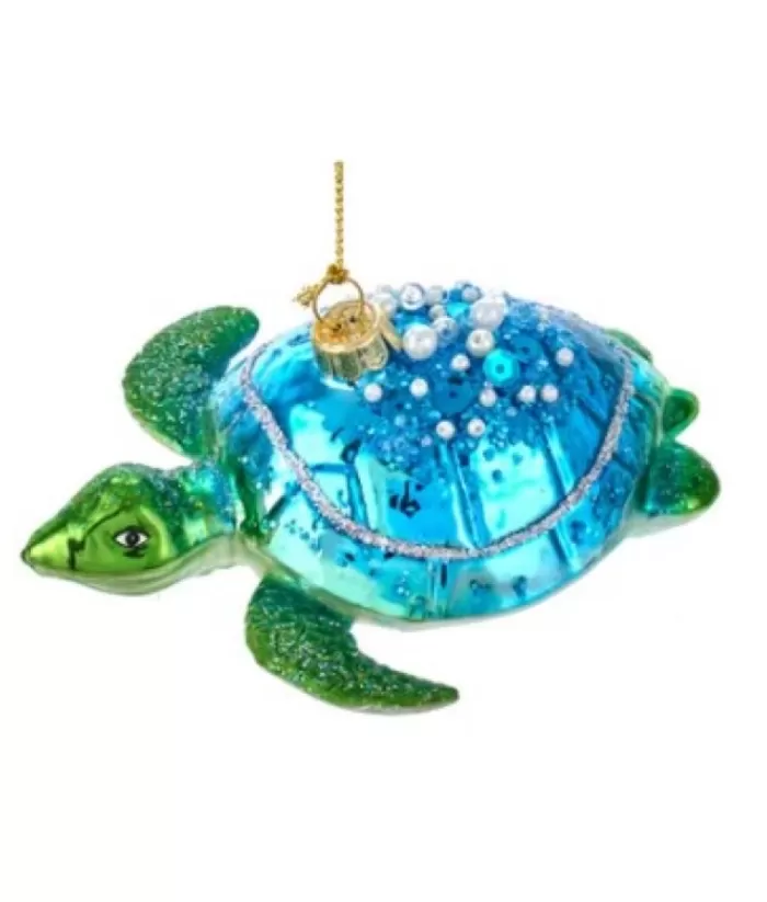 Boutique de Noël Glass Ornament, Blue/Grn Sea Turtle