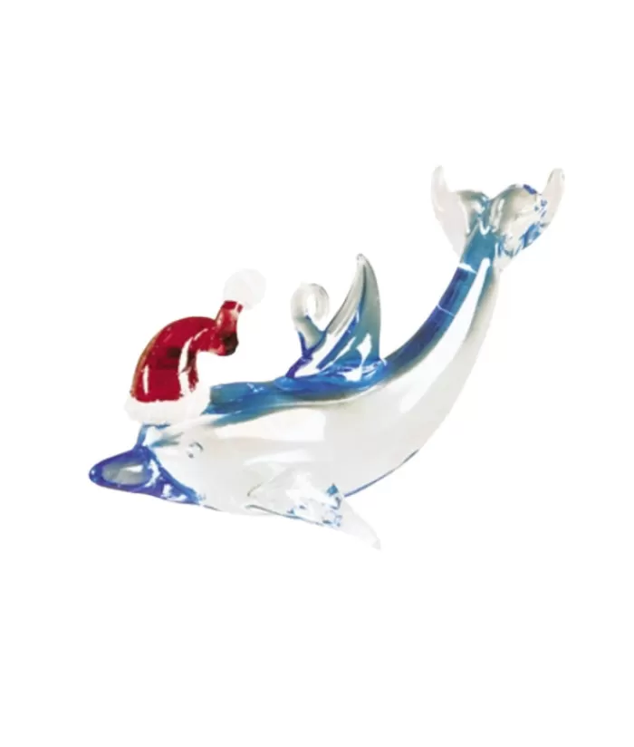 Boutique de Noël La Mer*Glass Ornament Dolphin Red Hat