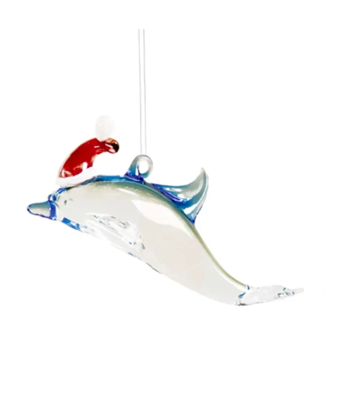 Boutique de Noël La Mer*Glass Ornament Dolphin Red Hat