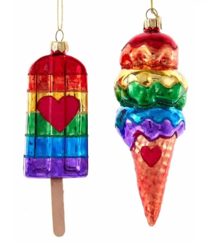 Boutique de Noël Nourriture & Breuvages*Glass Ornament, Gay Pride Icicle