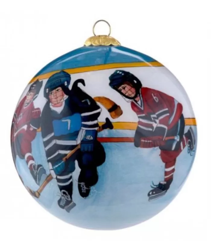 Boutique de Noël Glass Ornament, Painted, Junior Hockey