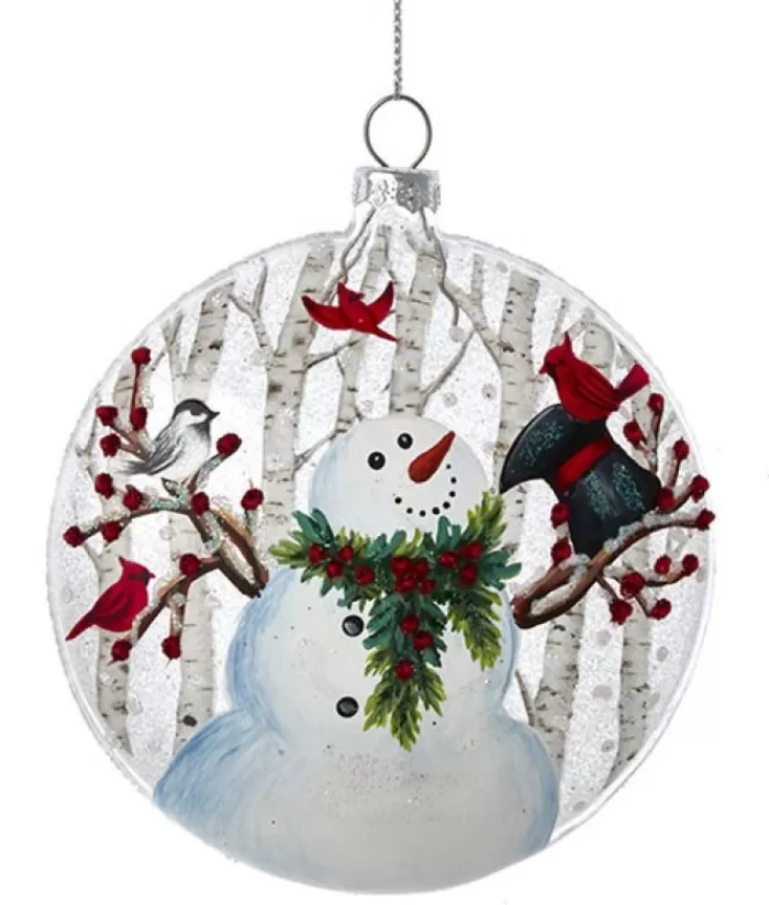 Boutique de Noël Anges & Père Noël*Glass Ornament, Snowman With Cardinal