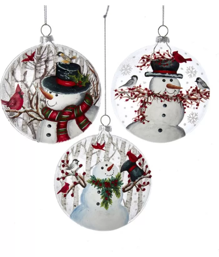 Boutique de Noël Glass Ornament, Snowman With Cardinals