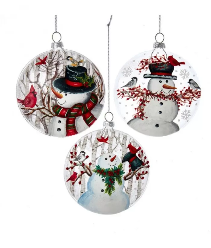 Boutique de Noël Glass Ornament, Snowman With Cardinals