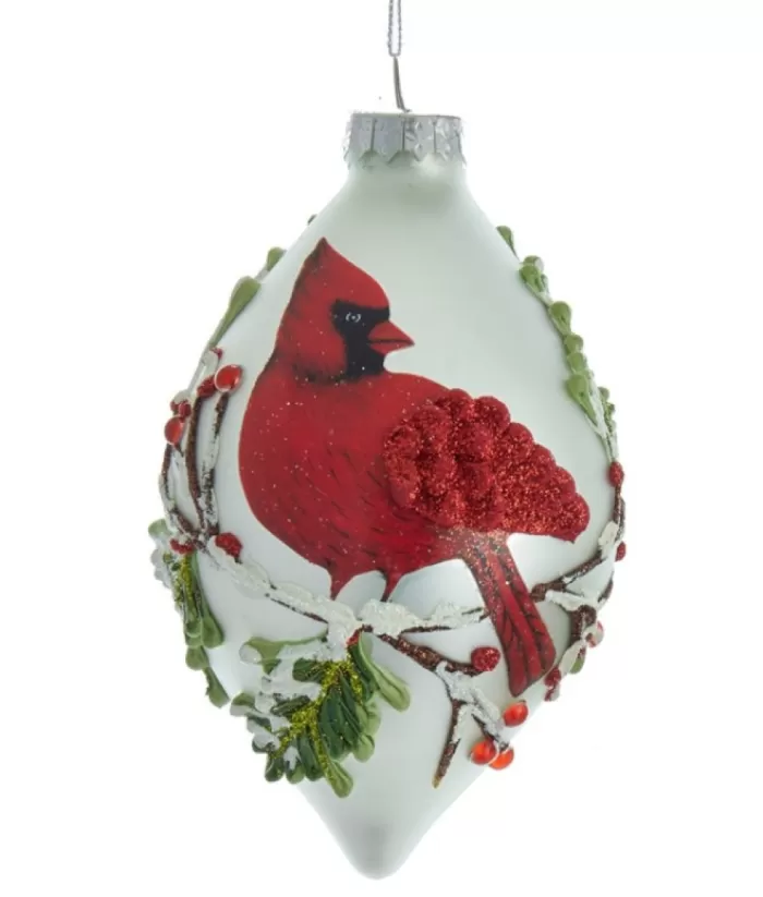 Boutique de Noël Glass Ornament, Tear Drop Style, Cardinal