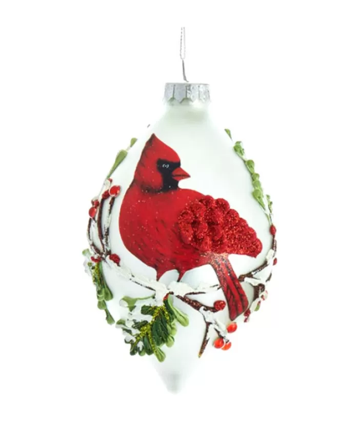 Boutique de Noël Glass Ornament, Tear Drop Style, Cardinal