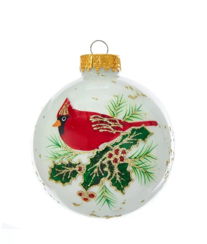 Boutique de Noël Glass Ornament With Red Cardinal Decoration, 80Mm, 6 Per Box