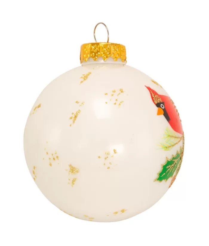 Boutique de Noël Glass Ornament With Red Cardinal Decoration, 80Mm, 6 Per Box