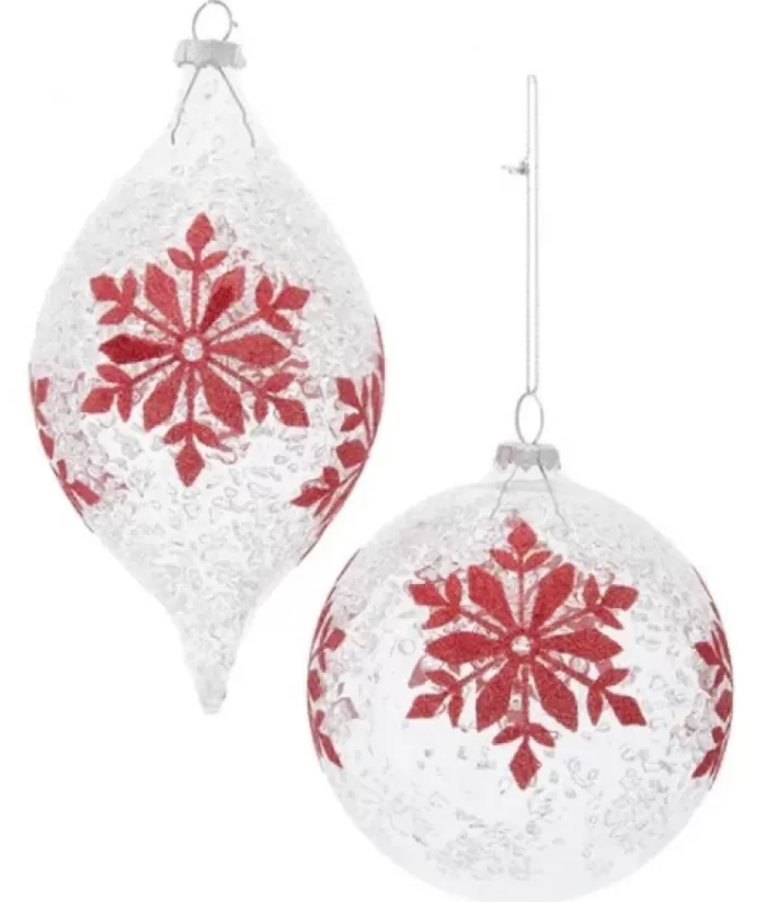 Boutique de Noël Glass Ornament With Red Snowflake