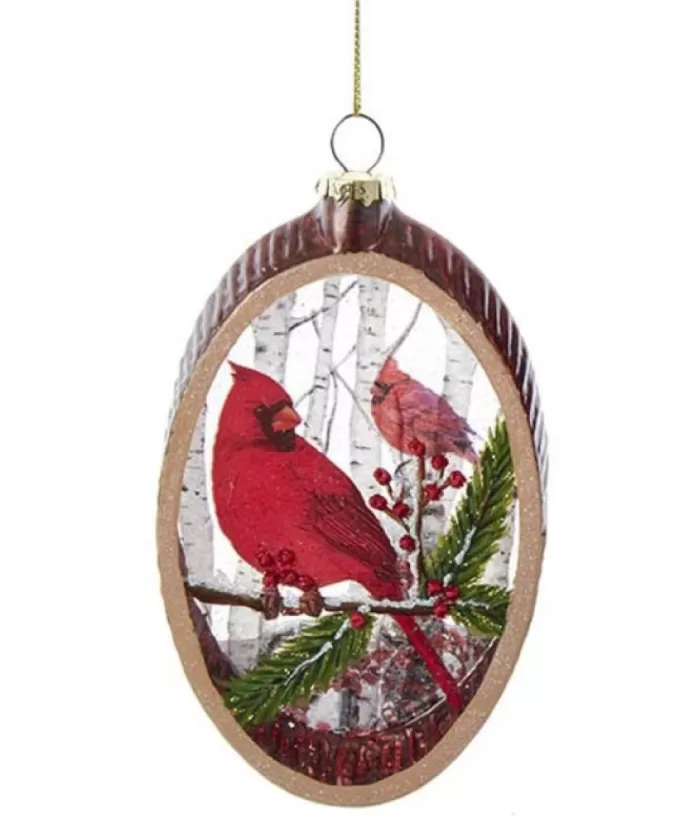 Boutique de Noël Glass Oval Ornament With Cardinal