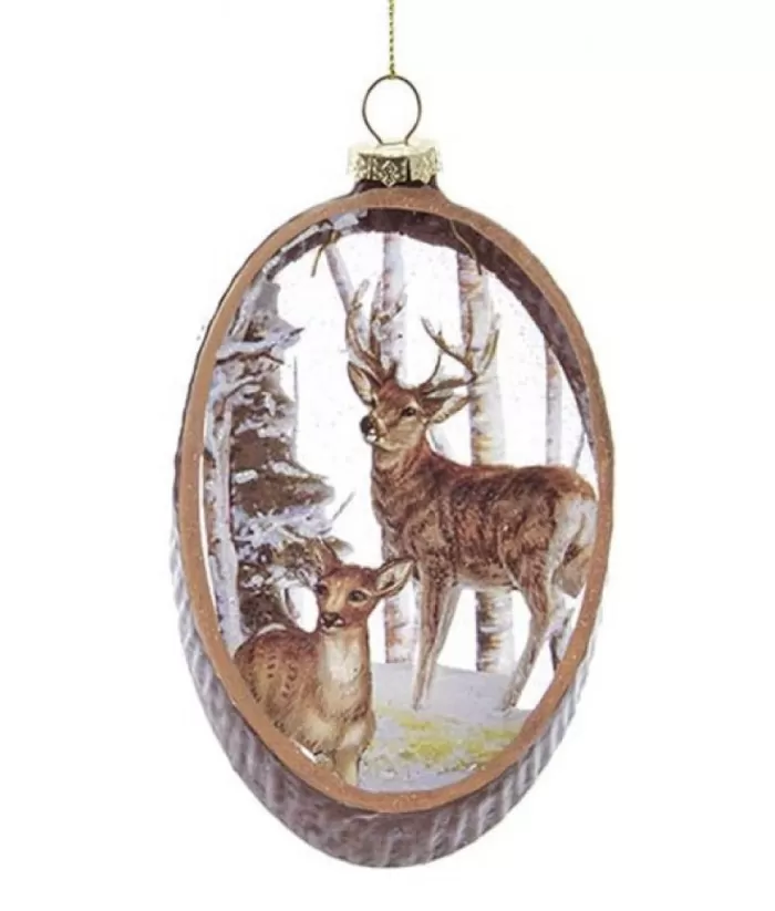 Boutique de Noël Glass Oval Ornament With Deer