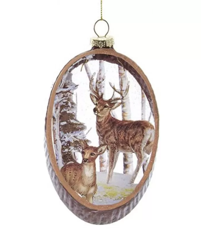 Boutique de Noël Animaux*Glass Oval Ornament With Deer