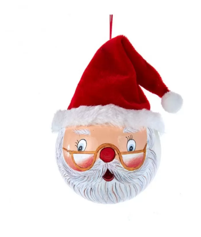 Boutique de Noël Glass Painted Santa Ornament, 100Mm