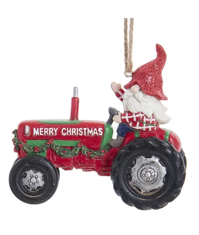 Boutique de Noël Gnomes & Lutins*Gnome Riding Tractor Ornament