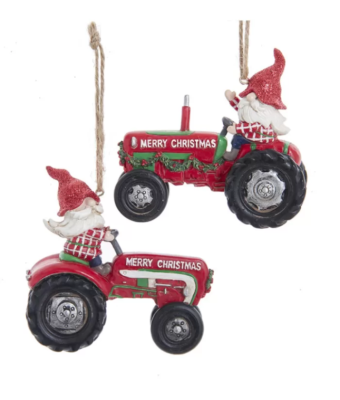 Boutique de Noël Flocons & Étoiles*Gnome Riding Tractor Ornament