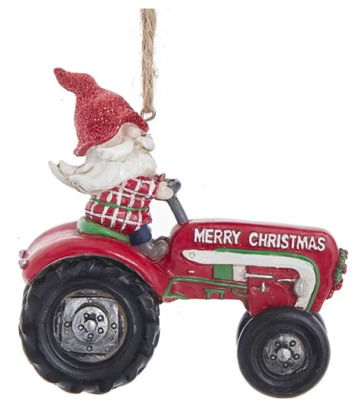 Boutique de Noël Gnomes & Lutins*Gnome Riding Tractor Ornament