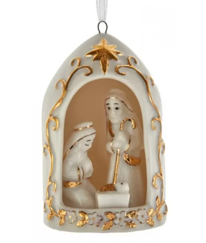 Boutique de Noël Divers*Gold And White Nativity Ornament