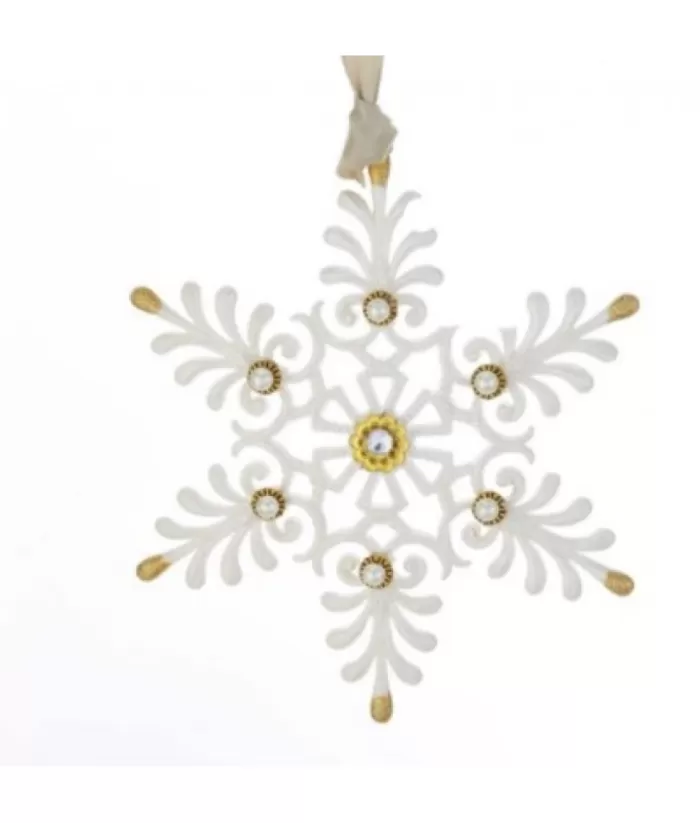 Boutique de Noël Gold And White Snowflake With Pearls