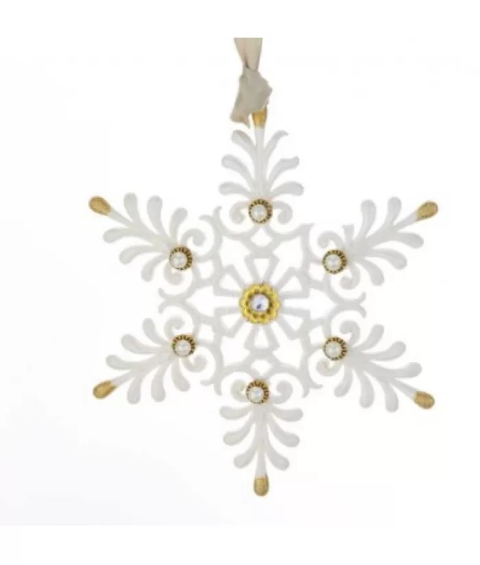 Boutique de Noël Flocons & Étoiles*Gold And White Snowflake With Pearls