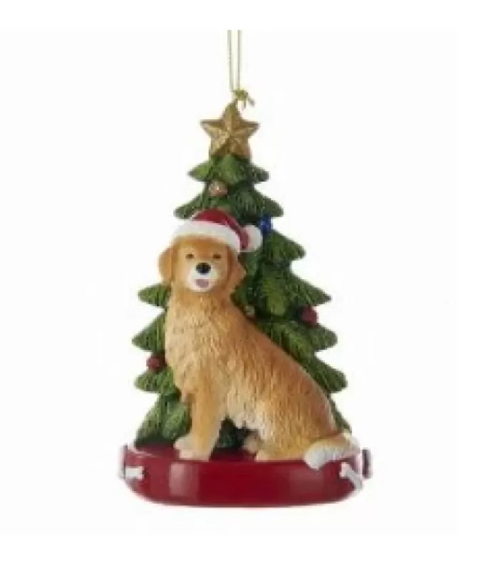 Boutique de Noël Chiens*Golden Retriever Ornament With Christmas Tree